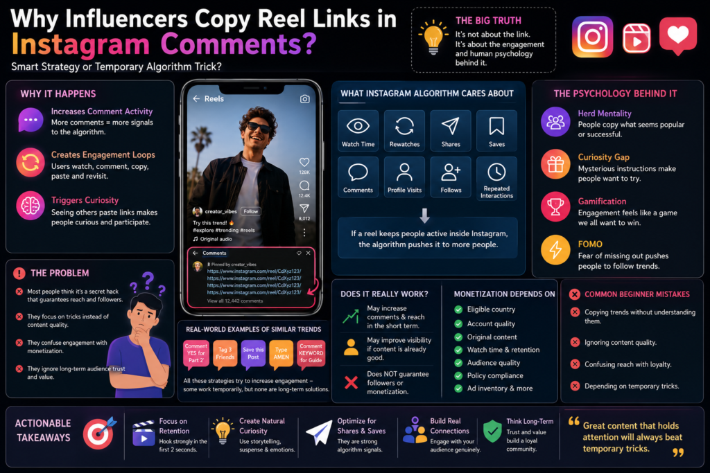 Instagram reel engagement and algorithm infographic