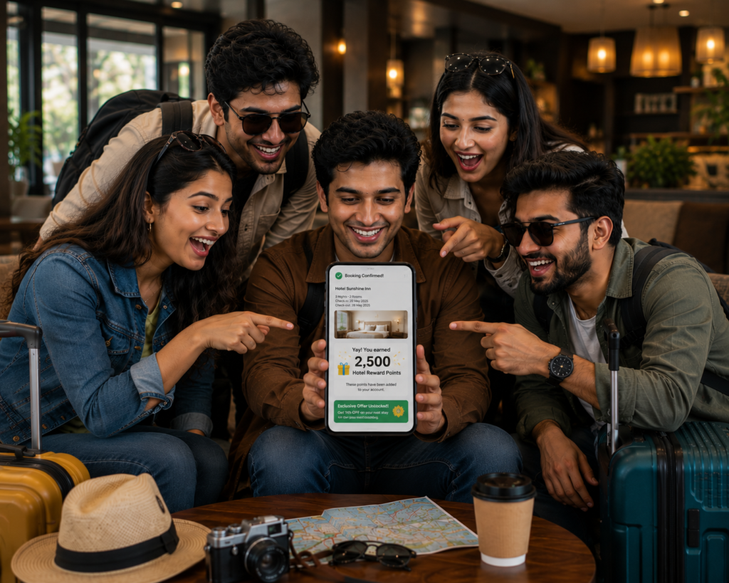 Hotel reward points along with an exclusive member offer after confirming their reservation.